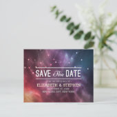 Hochzeit speichert das Datum Galaxie-Nebula-Sternb Ankündigungspostkarte (Stehend Vorderseite)