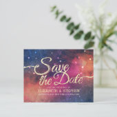 Hochzeit speichert das Datum Galaxie-Nebula-Sternb Ankündigungspostkarte (Stehend Vorderseite)