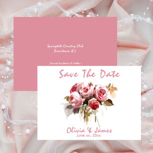 Hochzeit speichert das Datum weich rosa Rose Einladung