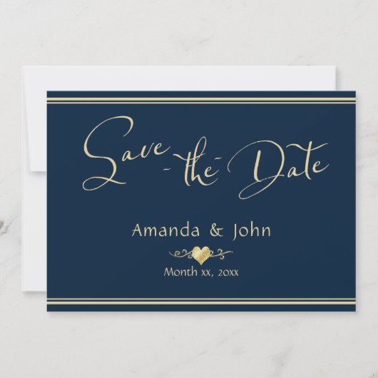 Hochzeit speichert die Date Navy Gold Verlobung Ca Save The Date (Vorderseite)
