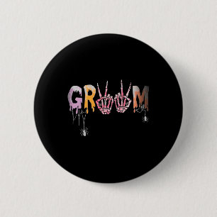 Hochzeit Spooky Halloween Skeleton Groom Just Marr Button
