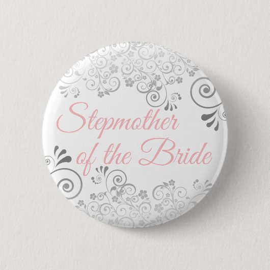 Hochzeit Stepmutter der Bride Pink & Gray Button (Vorderseite)