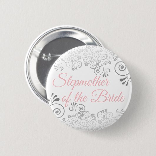 Hochzeit Stepmutter der Bride Pink & Gray Button (Vorne & Hinten)