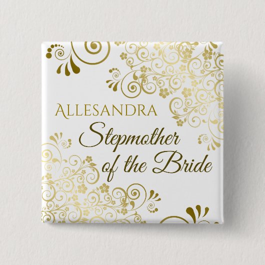 Hochzeit Stiefmutter der Braut Gold Name Button (Vorderseite)