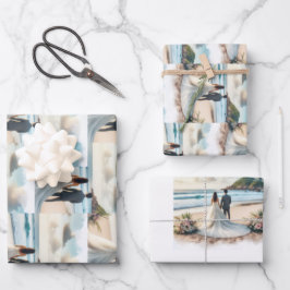 Hochzeit Strand Paar Geschenkpapier Set