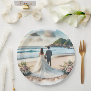Hochzeit Strand Paar Pappteller