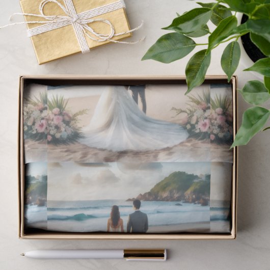 Hochzeit Strand Paar Seidenpapier (Geschenk)