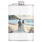Hochzeit Strand Paare Flachmann (Vorderseite)