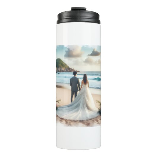 Hochzeit Strand Paare Thermosbecher (Vorderseite)