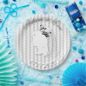 Hochzeit Streifen & Punkte Namen personalisieren Pappteller (Party)