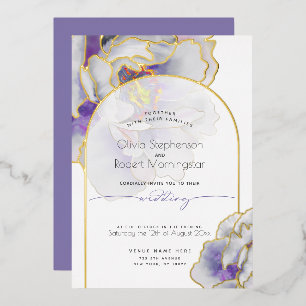 Hochzeit Stunning Purple Pfingstrose Folieneinladung