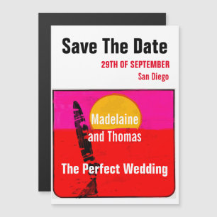 Hochzeit Summer Beach Retro Poster Save the Date Magneteinladung