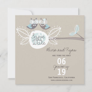 Hochzeit Süße Eulen Auf Ast Foto Save The Date
