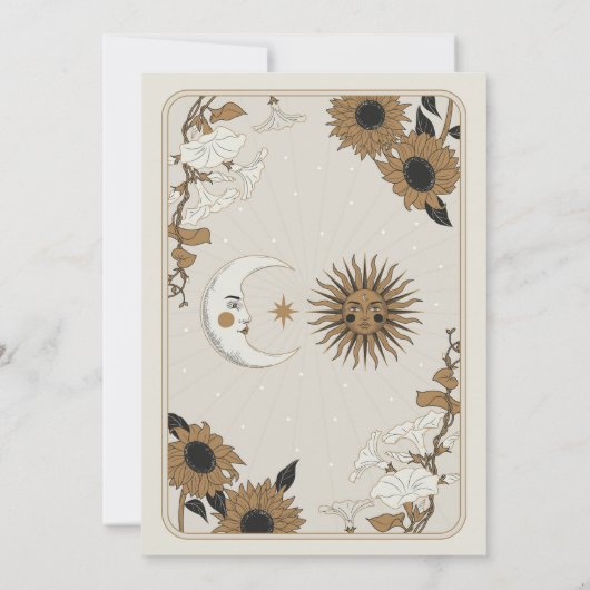 Hochzeit Tarot Moon Sun Stars Einladung (Rückseite)
