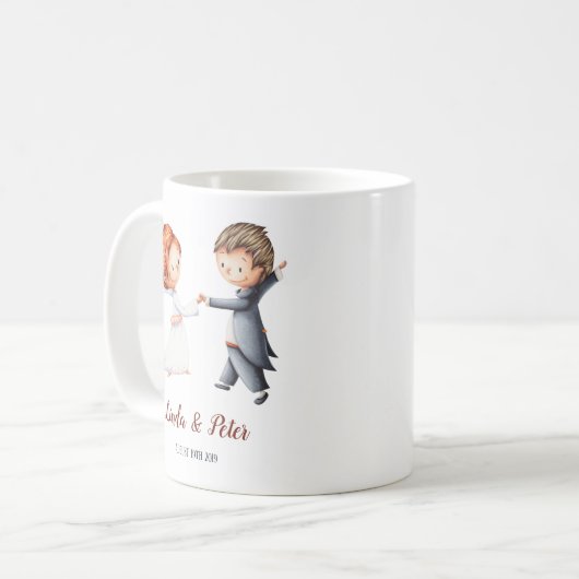 Hochzeit-Tasse mit Braut- und Bräutigam-Tanz Kaffeetasse (Vorderseite Links)