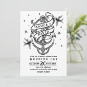 Hochzeit Tattoo Traditionelle Felsenankerdoves Einladung (Stehend Vorderseite)