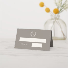 Hochzeit taupe elfenbein monogramm Kranz Platzkarte