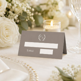 Hochzeit taupe elfenbein monogramm Kranz Platzkarte