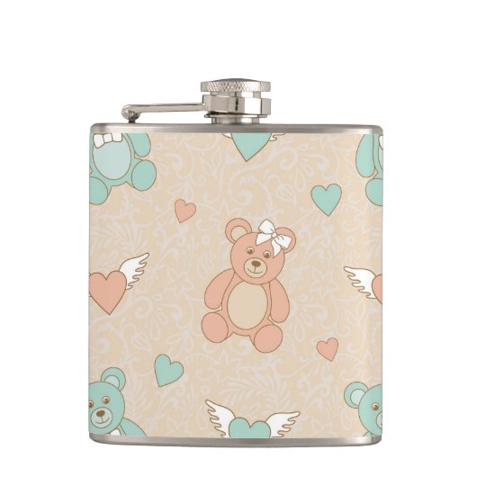 Hochzeit-Teddies Flachmann (Vorderseite)