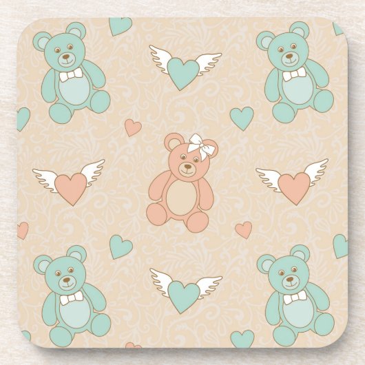 Hochzeit-Teddybären Getränkeuntersetzer (Vorderseite)