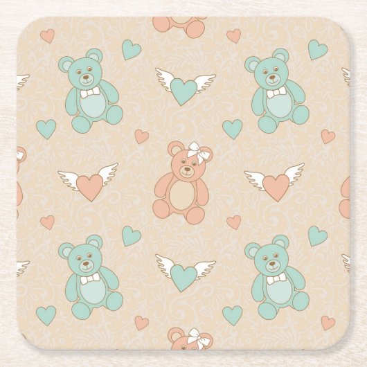 Hochzeit-Teddybären Rechteckiger Pappuntersetzer (Vorderseite)