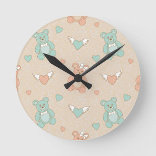 Hochzeit-Teddys Runde Wanduhr