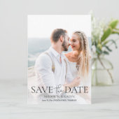 Hochzeit Termin Foto Elegantes Skript Save The Date (Stehend Vorderseite)