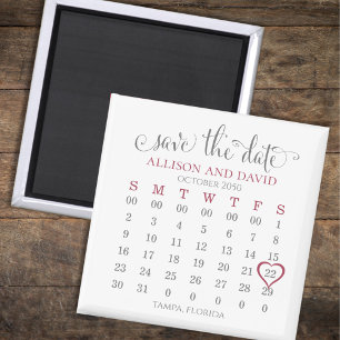 Hochzeit Termin merken Minimalistischer Kalender 5 Magnet