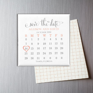Hochzeit Termin vormerken Blush 5 Reihen Kalender Magnet