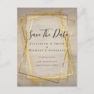 HOCHZEIT TERMINKARTEN Gold Glitter Geometrisch Postkarte