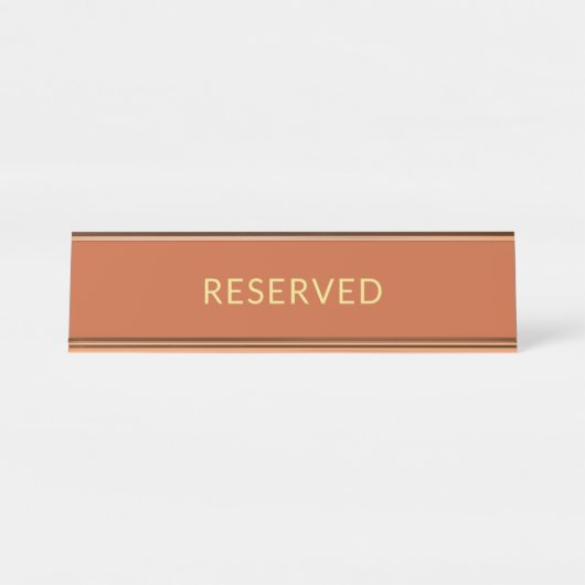 Hochzeit Terracotta Gold reserviert Tabletop Zeich Schreibtischnamensplakette (Vorderseite )