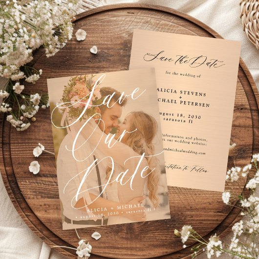 Hochzeit Terracotta mit elegantem Foto Save The Date