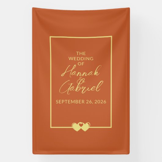 Hochzeit Terracotta und Gold Banner (Vertikal)