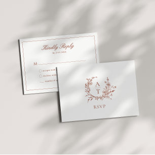 Hochzeit Terrakotta Schrift Wappen Monogramm RSVP  Einladung