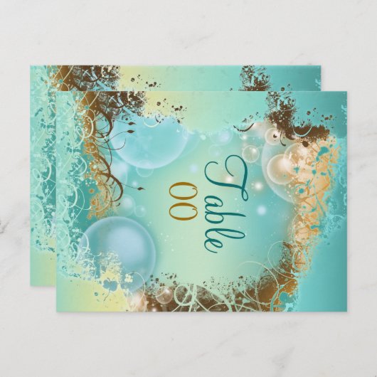 Hochzeit "Tischnummer" Aqua zum Thema Strand Postkarte (Vorne/Hinten)