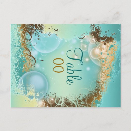 Hochzeit "Tischnummer" Aqua zum Thema Strand Postkarte (Vorderseite)