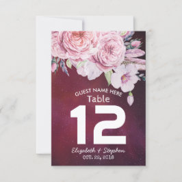 Hochzeit Tischnummer Blumenfüße Lila Lichter