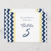 Hochzeit Tischnummer Cards Lemon Blue Zickzack (Vorne/Hinten)