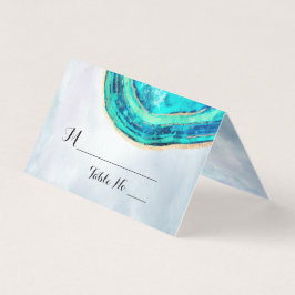 Hochzeit Tischnummer Escort Aquamarin Gold Agate G