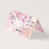 Hochzeit Tischnummer Escort Boho Floral & Feathers (Vorderseite)