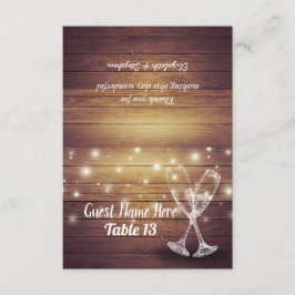 Hochzeit Tischnummer Escort Champagne Glasses Wood