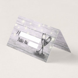 Hochzeit Tischnummer Escort Champagne Glasses Wood