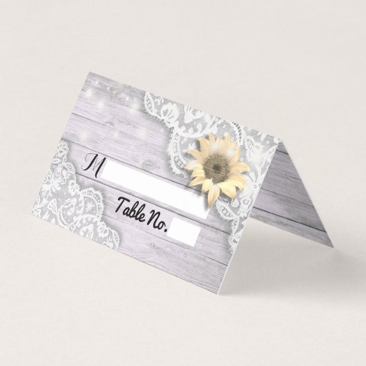 Hochzeit Tischnummer Escort Lace Sonnenblumen Holz (Vorderseite)