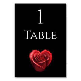 Hochzeit Tischnummer-Herz-geformt Rote Rose- Tischnummer