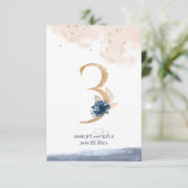 Hochzeit Tischnummer in Marine, Rost und Gold (Stehend Vorderseite)