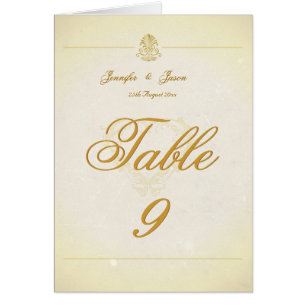 Hochzeit Tischnummer Karte Vintage Pergamentpapier