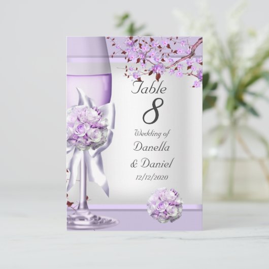 Hochzeit Tischnummer Lavender Lila Lilac 4 (Stehend Vorderseite)