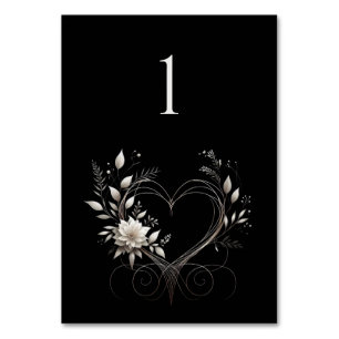 Hochzeit Tischnummer-Moderne Blume mit Herz Tischnummer