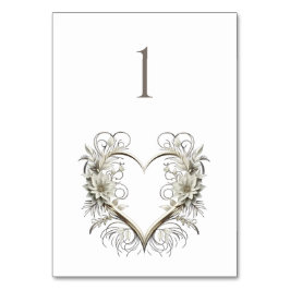 Hochzeit Tischnummer-Moderne Blume mit Herz Tischnummer