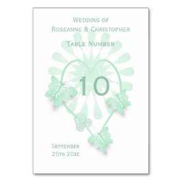 Hochzeit Tischnummer Peppermint Butterflies Herz